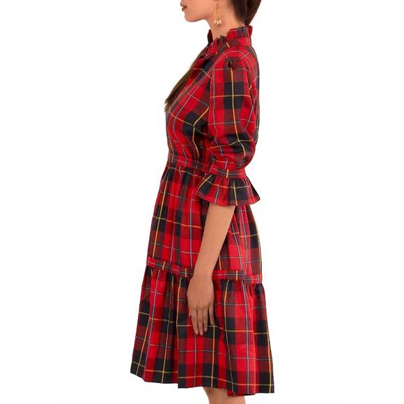 NEW GRETCHEN SCOTT teardrop dress - plaidly cooper in red - Picture 2 of 3